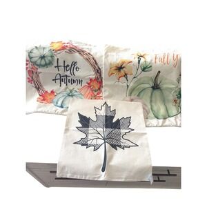 Three Fall Autumn‎ Pumpkin Leaf Pillow Covers Zip Closure